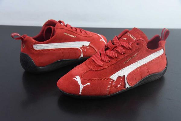 Puma Balenciaga Speedcat Suede Distressed Red White - Image 3