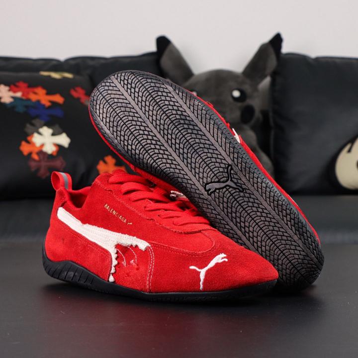 Puma Balenciaga Speedcat Suede Distressed Red White - Image 2