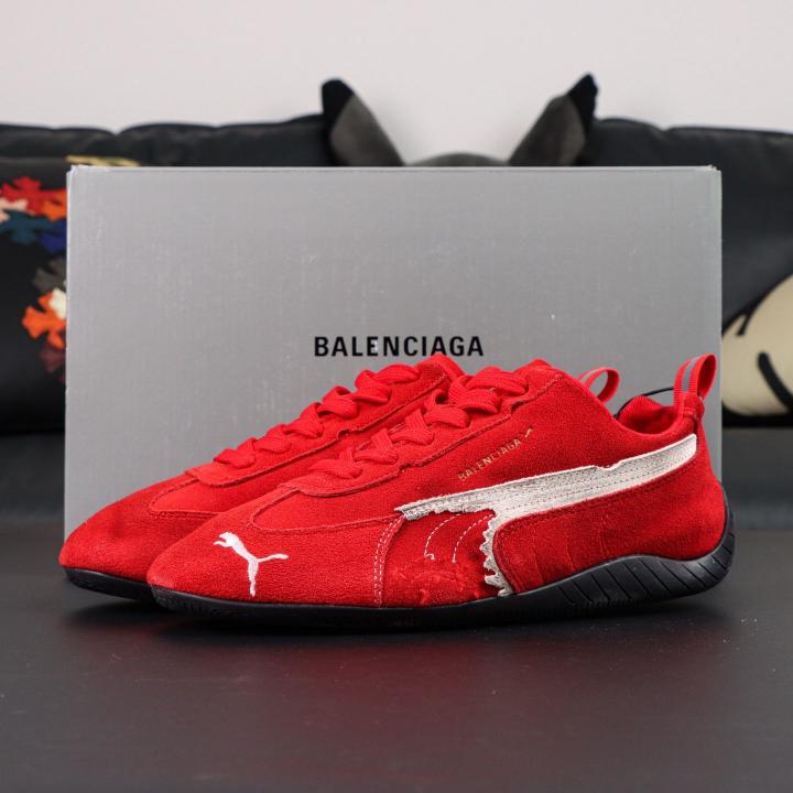 Puma Balenciaga Speedcat Suede Distressed Red White - Image 4