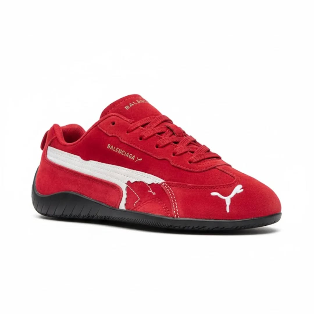 Puma Balenciaga Speedcat Suede Distressed Red White - Image 5