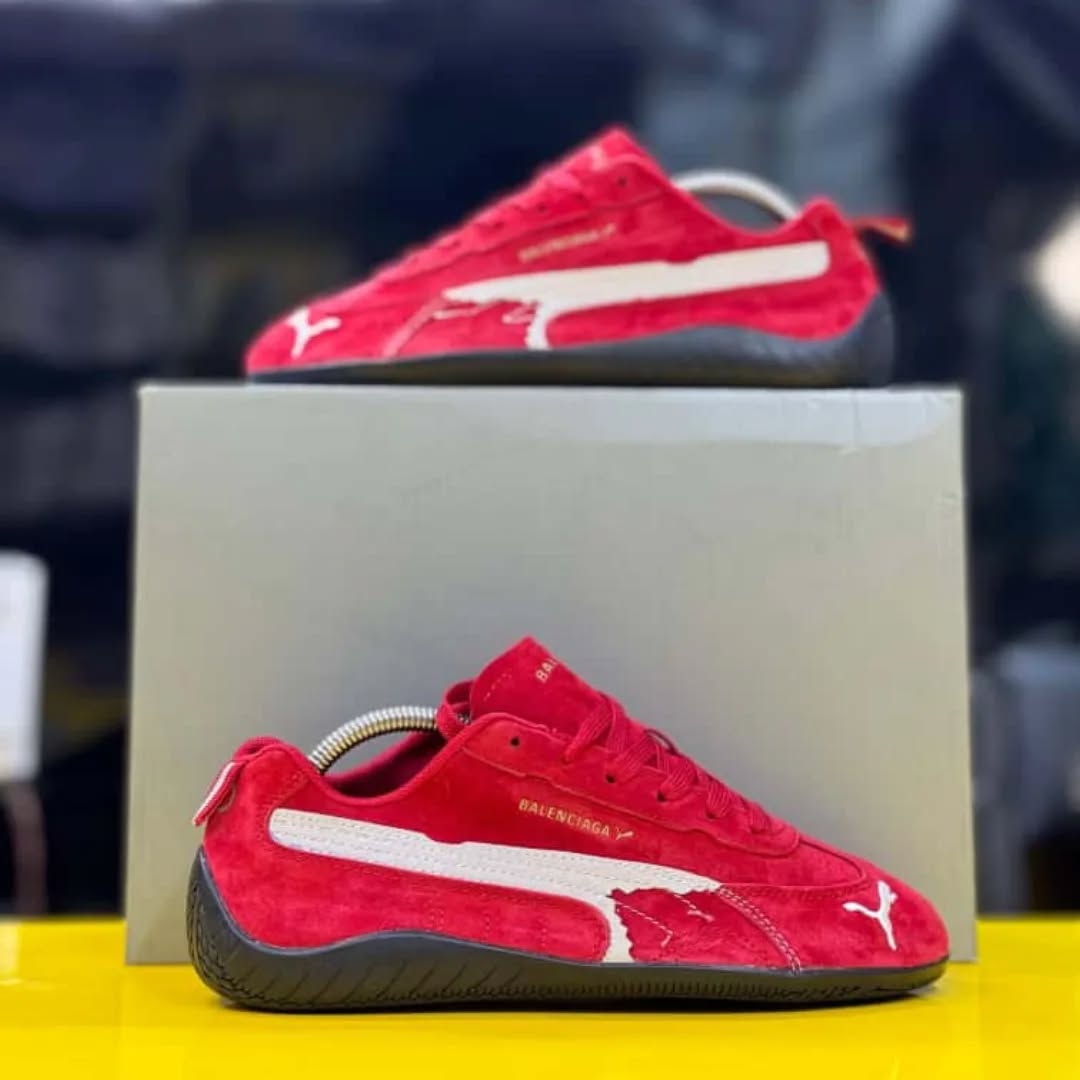 Puma Balenciaga Speedcat Suede Distressed Red White - Image 6