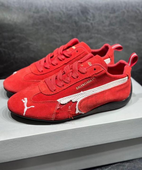 Puma Balenciaga Speedcat Suede Distressed Red White - Image 7