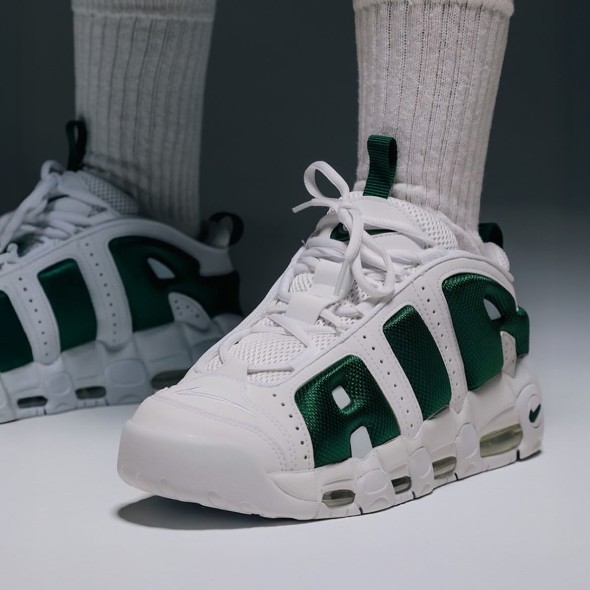 Nike Air More Uptempo Low White Green Sneaker - Image 6