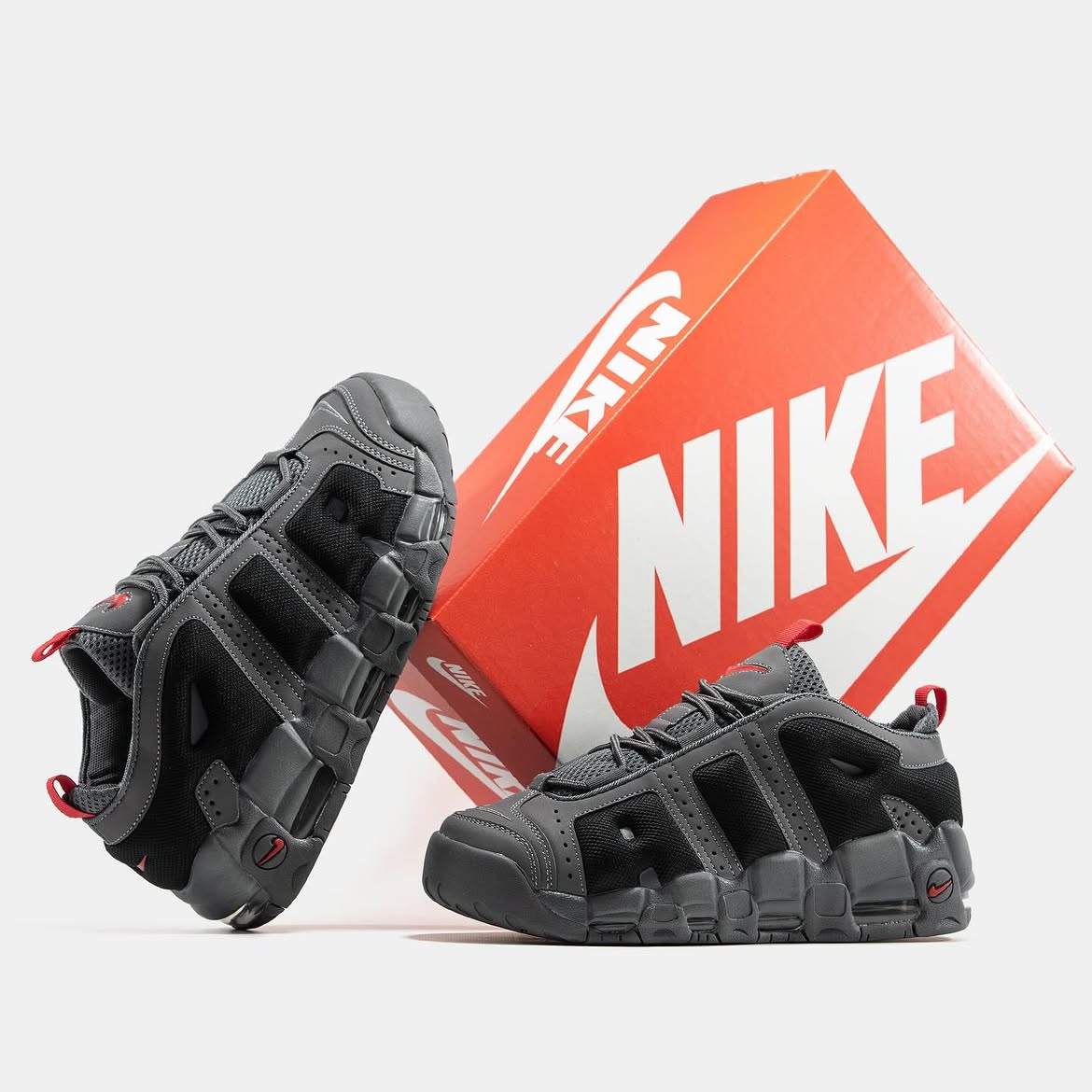 Nike Air More Uptempo Low Dark Grey Sneakers - Image 4