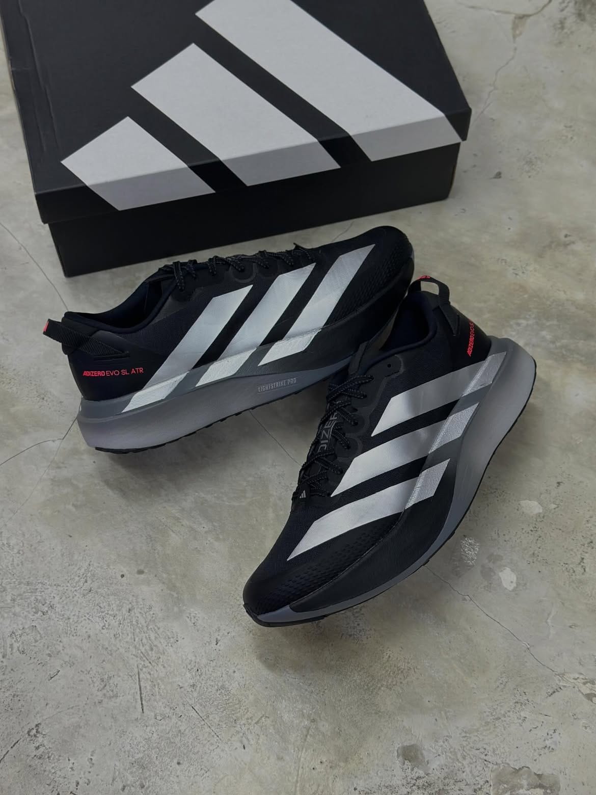 Adidas Adizero Evo SL ATR Black Silver Running Shoes - Image 3